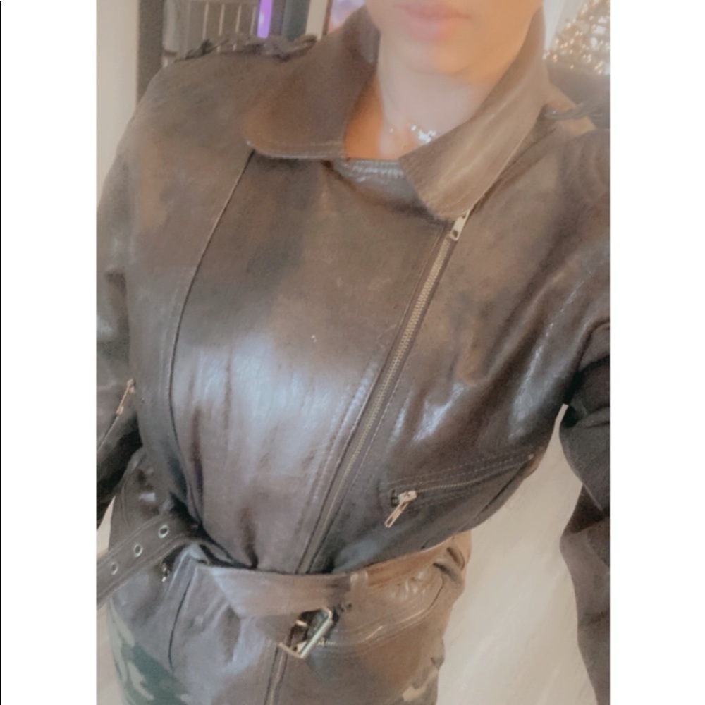 Vintage leather cowhide motorcycle jacket